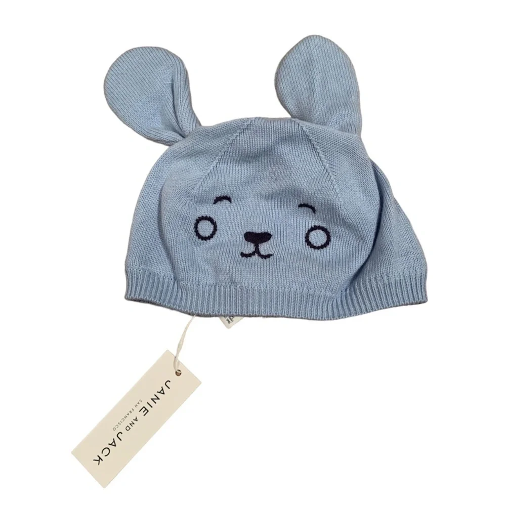 Janie and Jack Dog Knit Beanie Blue 18-24 months NWT